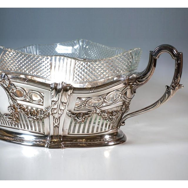 Art Nouveau Silver Jardinière with Cut Glass Liner from Bruckmann & Sons, Germany, 1890s For Sale - Image 6 of 11