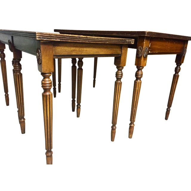 19th Century French Leather Top Cocktail Table With 2 Nested Side Tables - Set of 3 Pieces For Sale In New York - Image 6 of 8