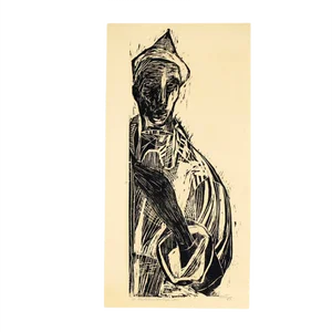 Gustav Grund, Harlequin Woodcut, 1961