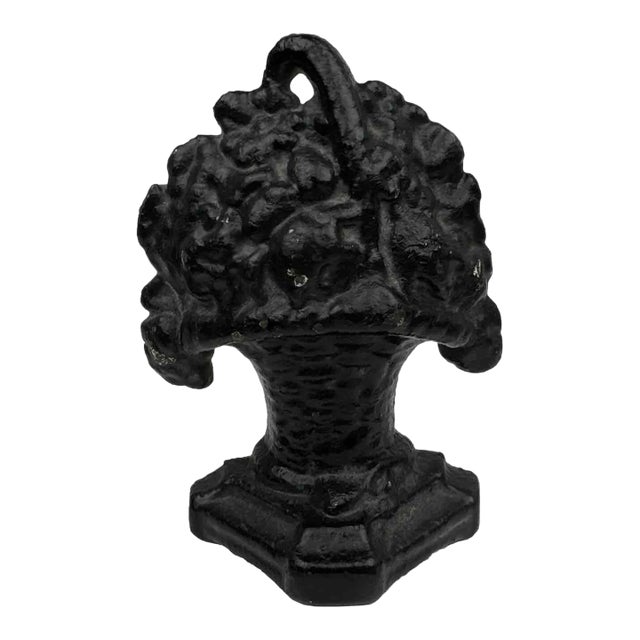 Early 21st century Enchanting Victorian Cast Iron Hubley Doorstop - Mysterious Black French Flower Basket #8 For Sale