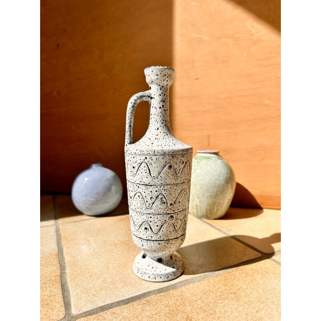 Ceramic Jug Vase with Crater-Like Structure and Graphic Decor, Germany / GDR, 1970s For Sale - Image 10 of 12