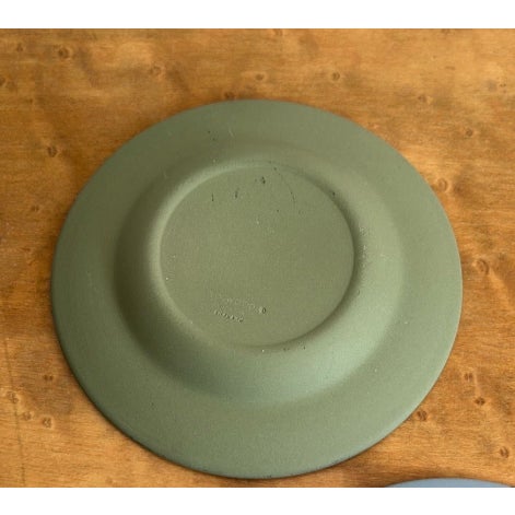 Set of 5 Distinct Vintage Wedgwood Jasperware Blue and Green 4 1/2” Diameter Plates For Sale - Image 10 of 12