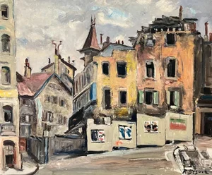René Beguin, City Façades, Oil on Canvas