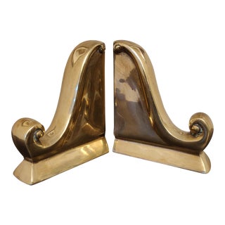Mid-Century Brass Bookends - a Pair For Sale