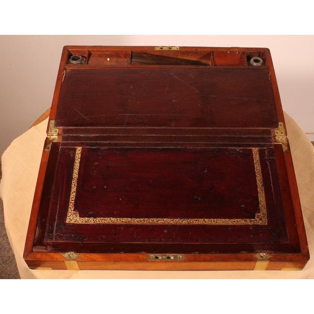 Wood Marine Writing Desk in Mahogany with Hidden Compartment, 1800s For Sale - Image 7 of 14
