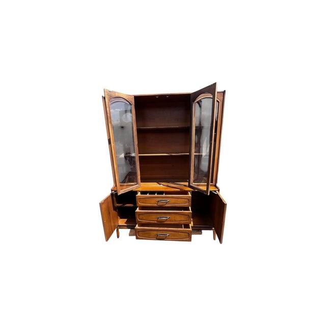 Mid 20th Century Modern China Cabinet With Walnut Finish by Halle Bros For Sale In Naples, FL - Image 6 of 11