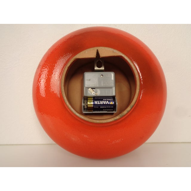 Orange Pop Art Ceramic Wall Clock, 1970s For Sale - Image 11 of 16