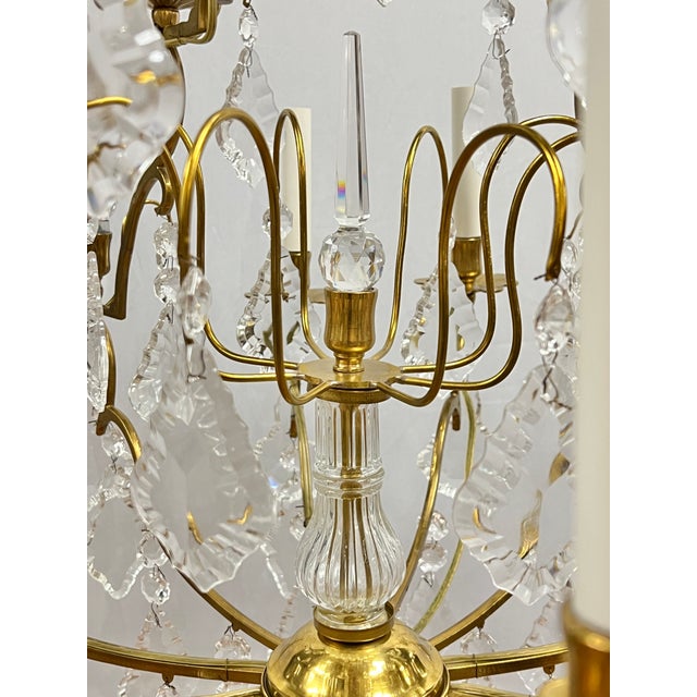 1920s 12-Light Gilt Bronze and Crystal Chandelier in French Louis XV Style For Sale - Image 4 of 11
