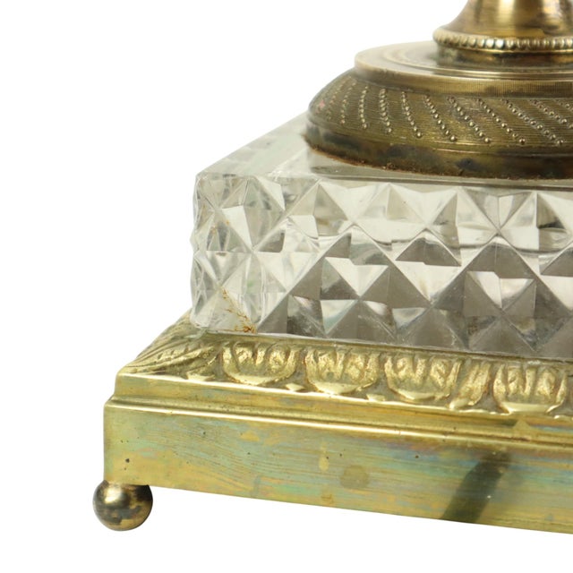 Empire Table Lamp in Cut Crystal with Diamond Pattern and Gilt Bronze, 1890s For Sale - Image 10 of 17