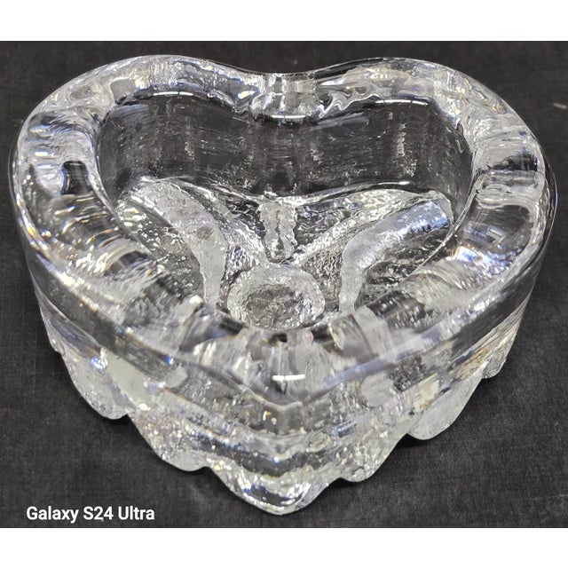 Beautiful Heart Shaped Heavy Molded Fine Crystal Small Dish For Sale - Image 11 of 12