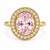 Mid-Century Modern Mid 20th Century 14k Yellow Gold Kunzite Diamond Cocktail Engagement Ring Estate, Size 6.5 For Sale - Image 3 of 4