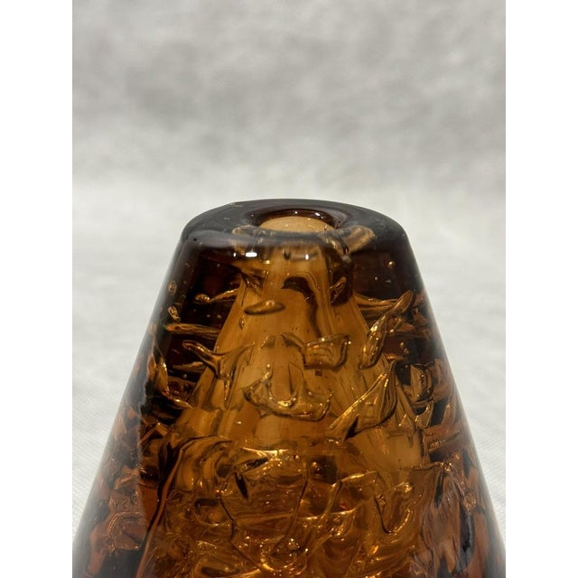 Mid-Century Modern Amber Whirlpool Cone Vase by František Vízner for Skrdlovice, 1968 For Sale - Image 3 of 6