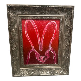 Red Bunny Painting by Hunt Slonem For Sale