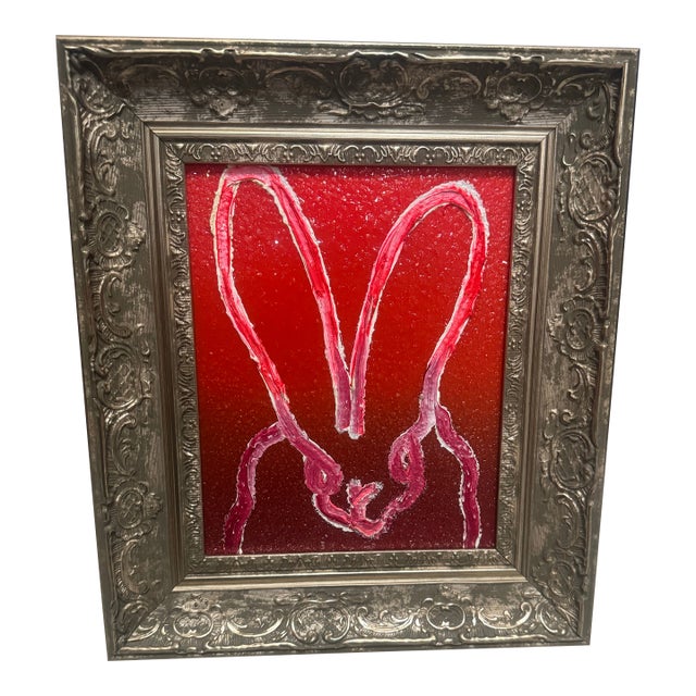 Red Bunny Painting by Hunt Slonem For Sale