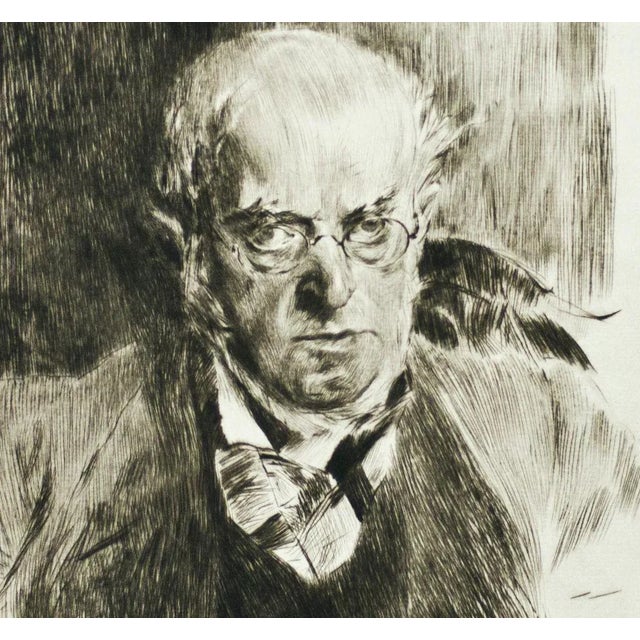 Portrait of Adolph Menzel - Original Etching by Giovanni Boldini - 1897 1897 For Sale - Image 3 of 4
