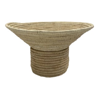 Fruit Bowl Sisal Pedestal Basket Handwoven For Sale