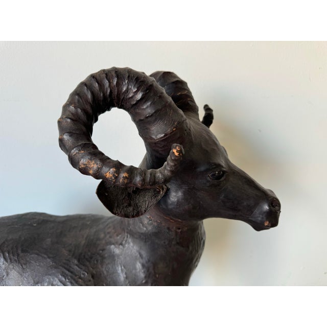 This great vintage figurine of a ram has been made from leather. This hand-crafted and completely leather wrapped Ram...
