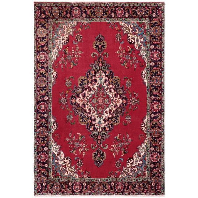 Shabby Chic Persian Vintage Tabriz Red/Purple Wool Rug - 9'8'' X 13'0'' For Sale - Image 10 of 10
