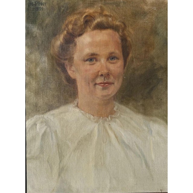 Heinrich Pforr, Portrait of Irene Claus, née Rode, Oil Painting on Canvas For Sale - Image 12 of 12