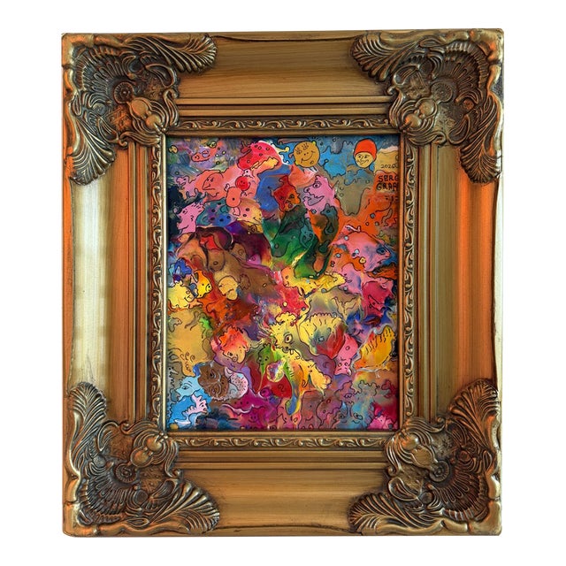 Original Abstract Painting Serg Graff "Kikoriki" Surreal Fantasy, Pop Art, Coa For Sale