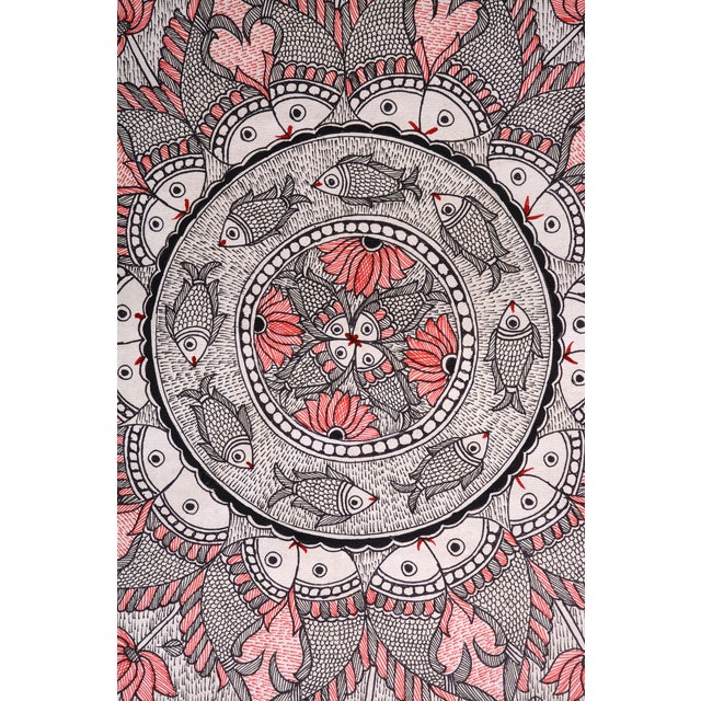 Celebrate the rich heritage of Indian folk art with this exquisite hand-painted Madhubani painting by Mamta Devi,...