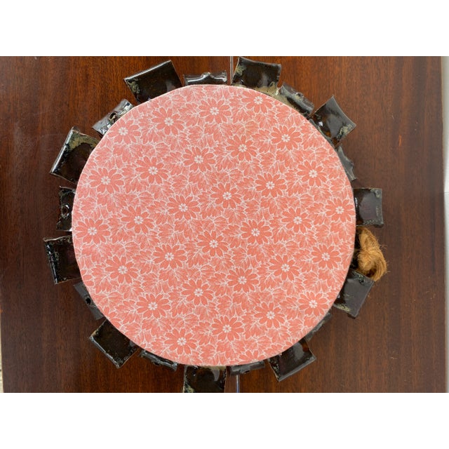 Mid 20th Century Art Pottery Glazed Ceramic Wall Mirror For Sale - Image 5 of 5