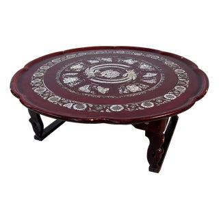 Vintage Korean Mother-of-Pearl Inlaid Lacquer Folding Tea Table For Sale