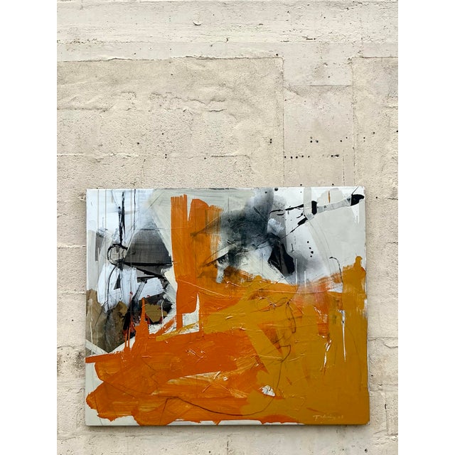 Early 21st Century Vintage Boho Abstract Oil on Canvas For Sale - Image 5 of 9