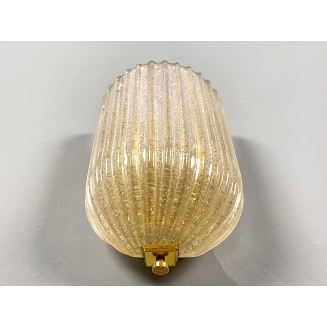 Gold Italian Murano Glass Wall Lamps from Barovier & Toso, 1970s, Set of 2 For Sale - Image 8 of 13