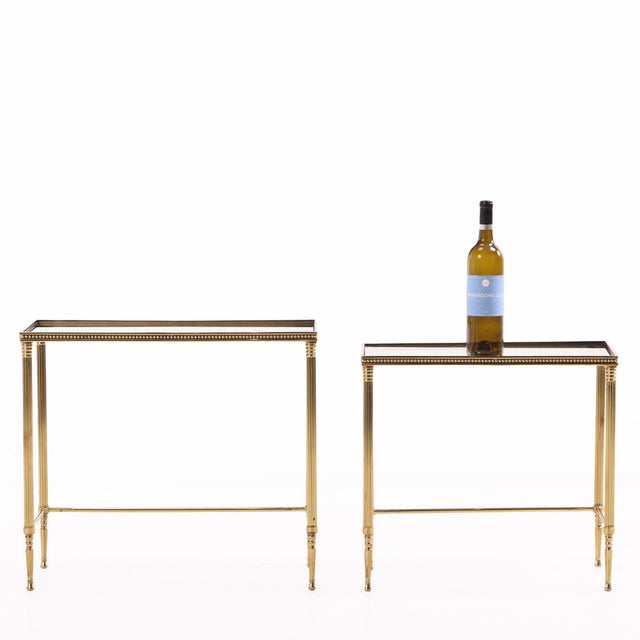 Early 20th Century Pair Italian Brass Nesting Tables, Hollywood Regency Style For Sale In Philadelphia - Image 6 of 8