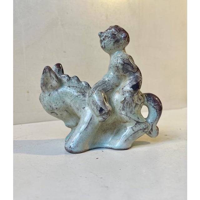 Mid-Century Modern Ceramic Boy on Donkey Figurine from Michael Andersen & Son, 1950s For Sale - Image 3 of 9