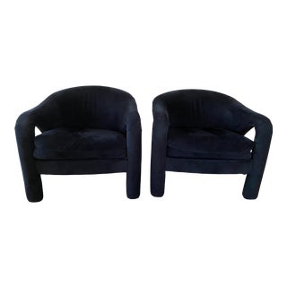 Vladimir Kagan Style Blue Chairs - A Pair For Sale