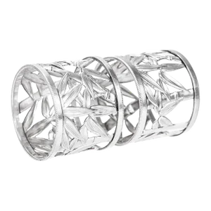 Pair of Japanese Bamboo Pattern 950 Sterling Silver Reticulated Napkin Rings