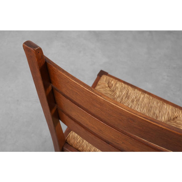 Mid-Century Modern Belgian Chair in Oak and Wicker, 1960s For Sale - Image 15 of 18