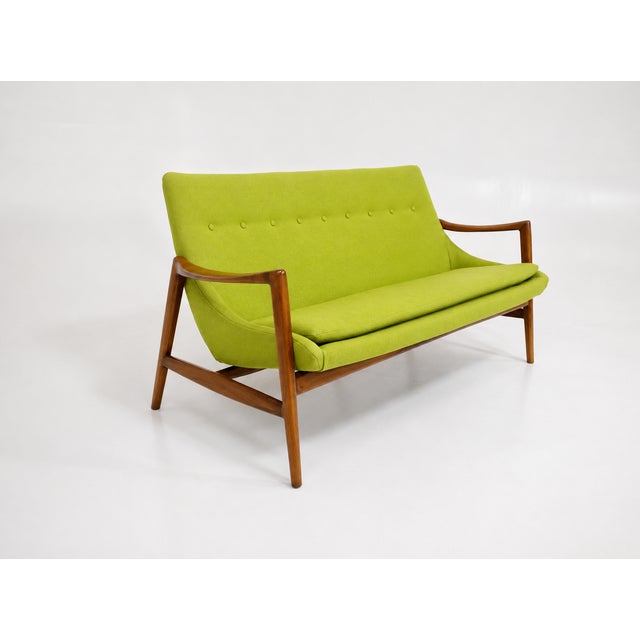 Modern Mid Century Style Sofa Lime Green For Sale - Image 4 of 4
