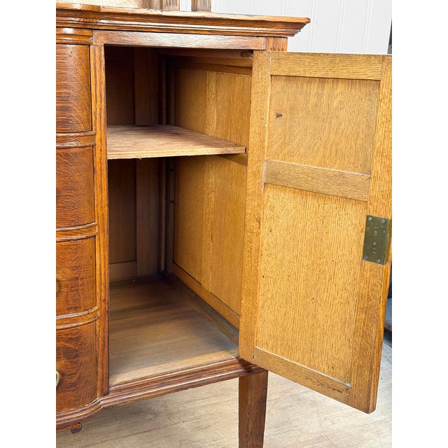 Antique Edwardian Quartersawn Oak Mirrored Sideboard Buffer Server For Sale - Image 15 of 18