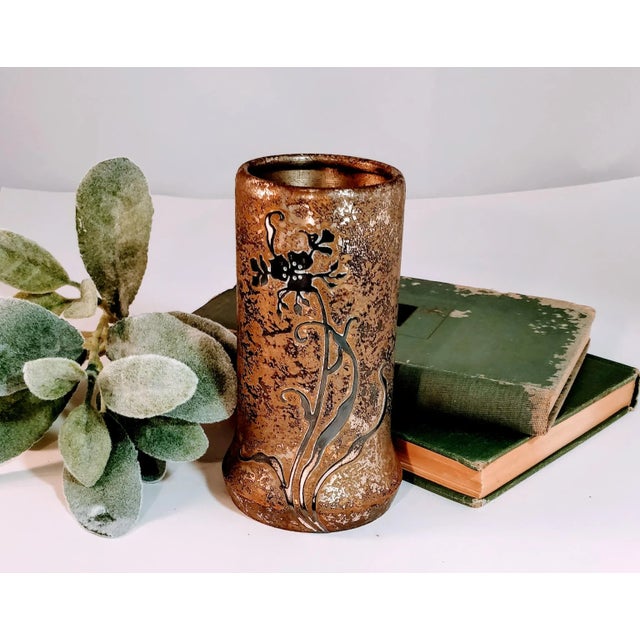 Art Nouveau Vintage Heintz Art Metal Vase Sterling Over Bronze For Sale - Image 3 of 12