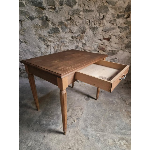 Vintage French Oak Desk and Bistro Chair in Beech, 1930, Set of 2 For Sale - Image 9 of 18