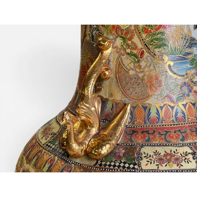 Yellow Chinese Rose Medallion, Monumental Floor Vase, Porcelain, Gilt, China, 20th C. For Sale - Image 8 of 14