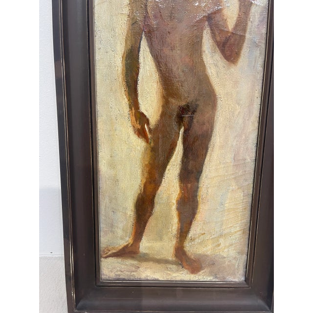 Textile 1920 French Modern Male Nude Oil Painting on Academic Canvas For Sale - Image 7 of 13