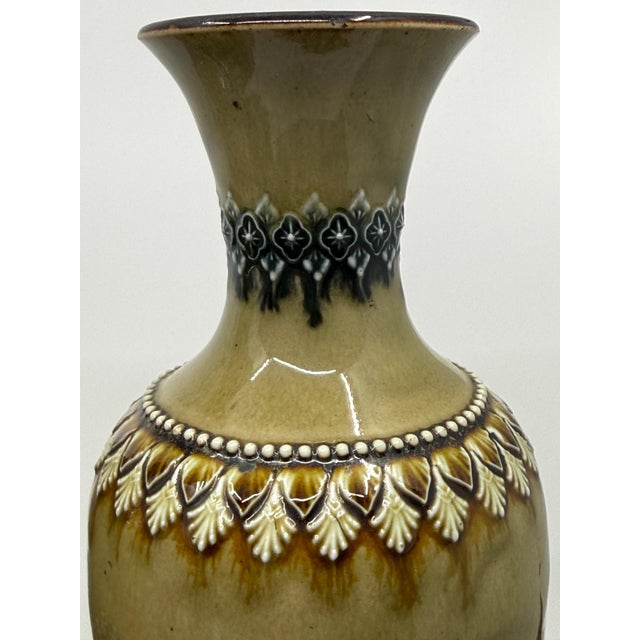 Pair of Doulton Lambeth Salt Glazed Decorated Vases 1884 For Sale - Image 11 of 16