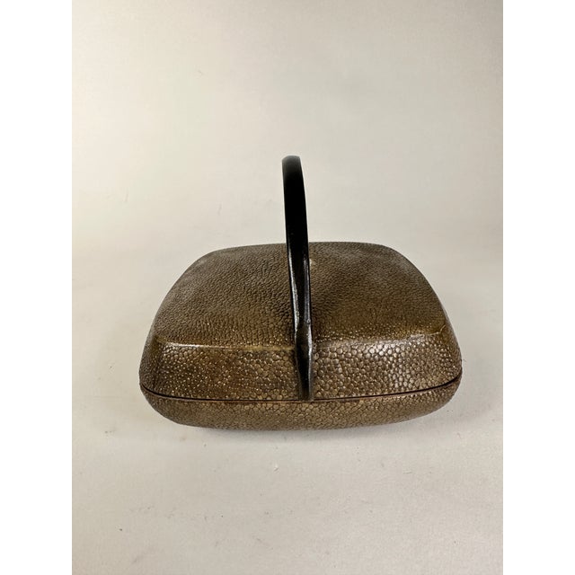 Agousti shagreen box with MOP handle. This lovely box was rescued from a collection of an heiress who lived on Lake Shore...