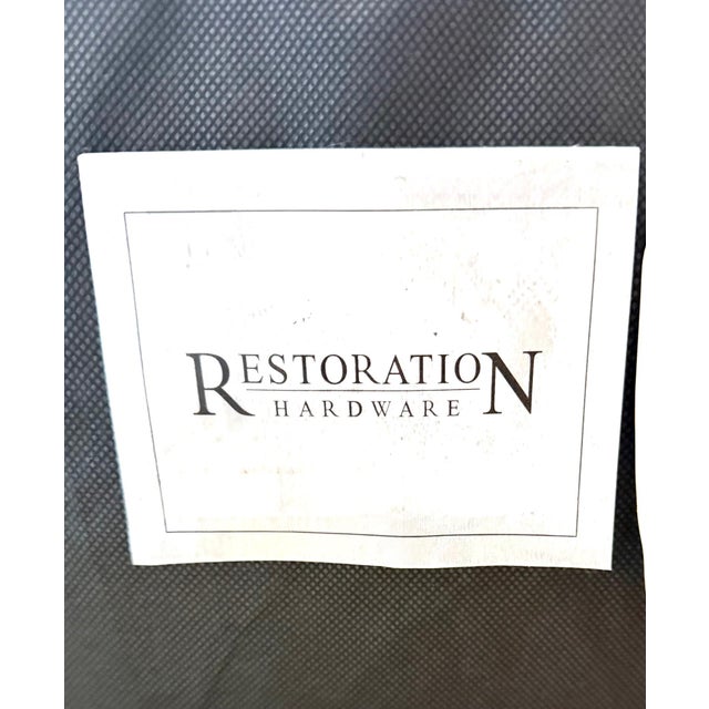 2010s Custom Two-Toned Wingback Chair by Restoration Hardware in Navy Blue, Nail-Head Trim For Sale - Image 5 of 18