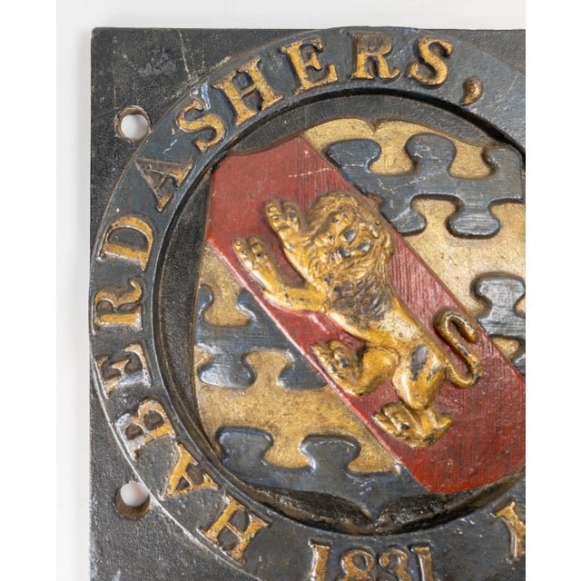 English 19th Century Architectural Cast Iron Plaque Haberdasher's Company 1831 For Sale - Image 3 of 8