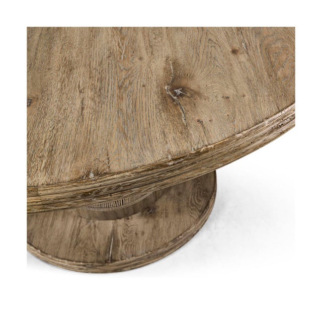 Rustic Modern Round Pedestal Dining Table For Sale - Image 9 of 9