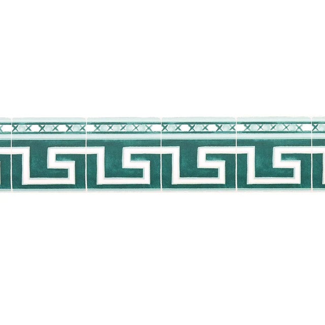 Sample - Schumacher X Mary McDonald Azulejos Border in Emerald For Sale In Charlotte - Image 6 of 6