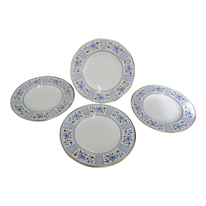 Royal Crown Derby China Flower Mandarin Blue Floral 6 1/4" Bread Plate Set of 4