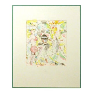 Earl Linderman "Joir De Vivre" Original Color Drawing, Hand Signed For Sale