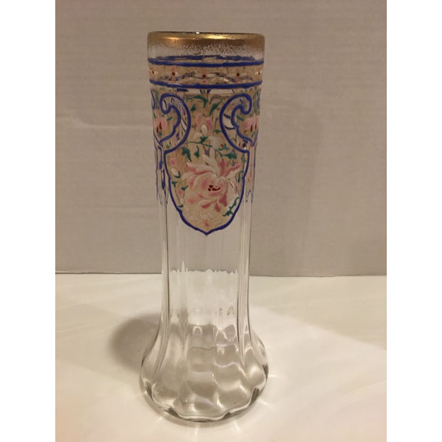 Metal Antique Moser Bohemian Enameled Hand Blown Vase For Sale - Image 7 of 7