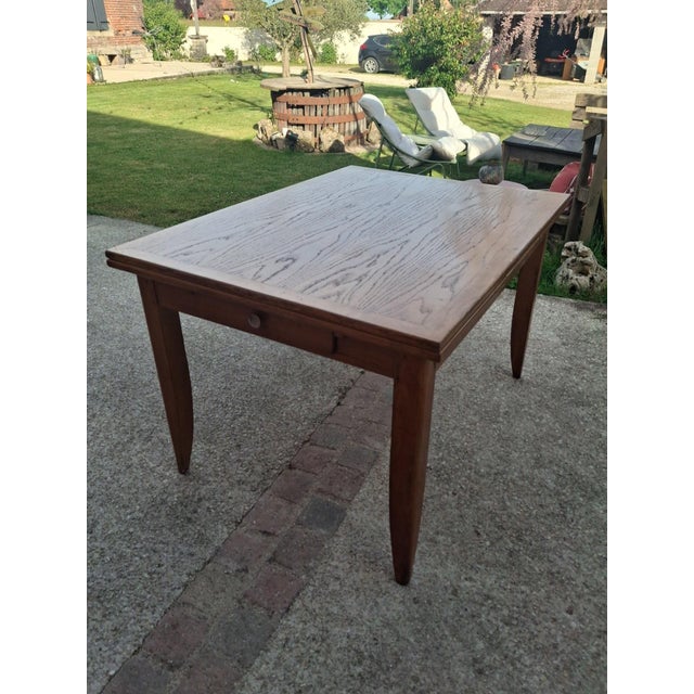 French Reconstruction Extendable Oak Table, 1950 For Sale - Image 14 of 17